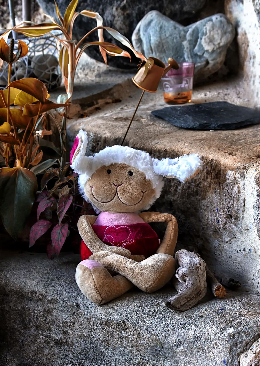 plush, doudou, sitting, toy, soft, childhood, cute, doudou child HD wallpaper