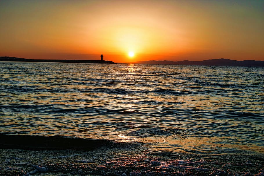 landscape, sunset, solar, beach, water, sea, sky, scenics - nature HD wallpaper