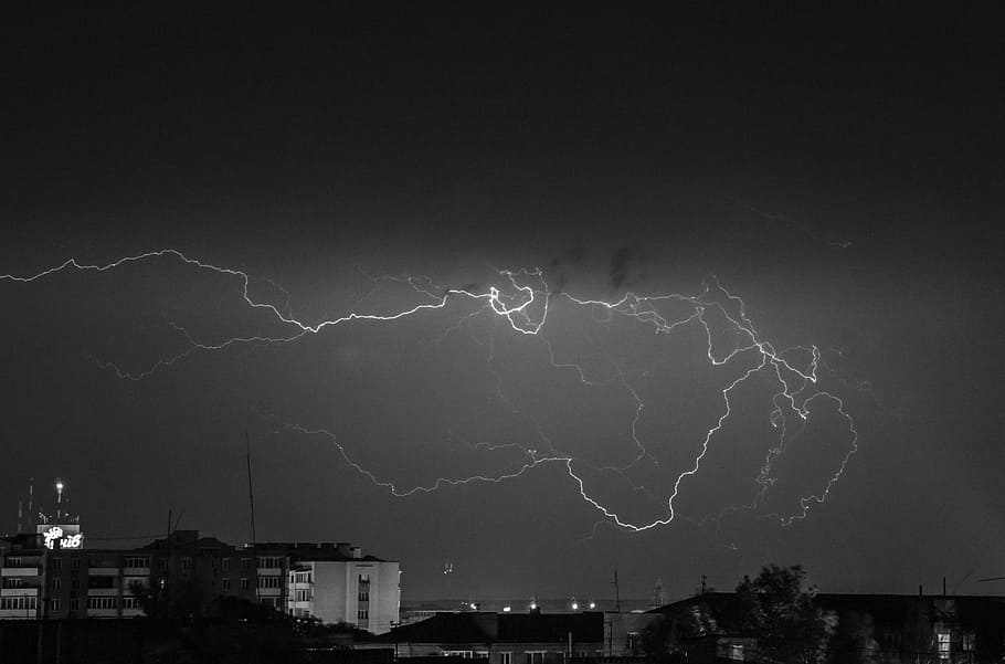 lightning, city, flash, thunderstorm, night, power in nature HD wallpaper