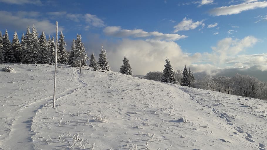 trip, footprints, winter, hacks, the clouds, snow, fatra, saddle HD wallpaper
