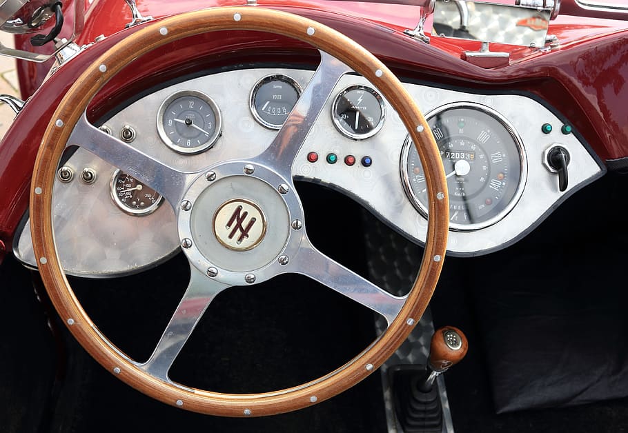steering, wheel, classic, car, dashboard, indicators, lomax HD wallpaper