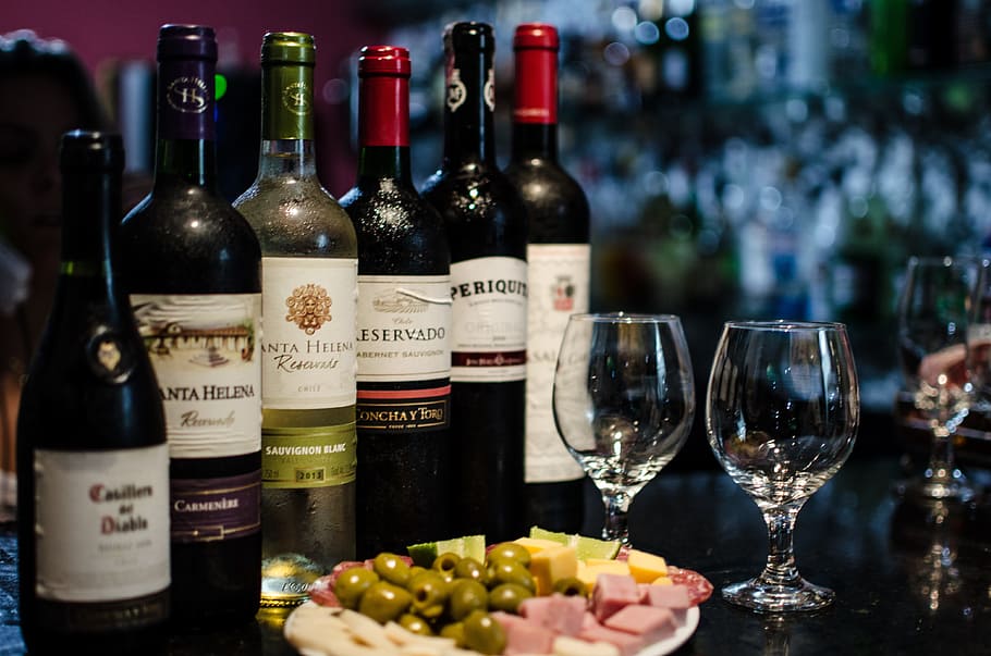 assorted-brand liquor bottles beside wine glasses, Cheeses HD wallpaper
