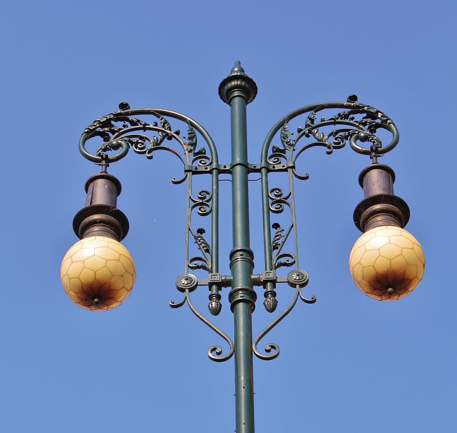 lantern, light, artfully, sky, clear sky, blue, street, lighting equipment HD wallpaper
