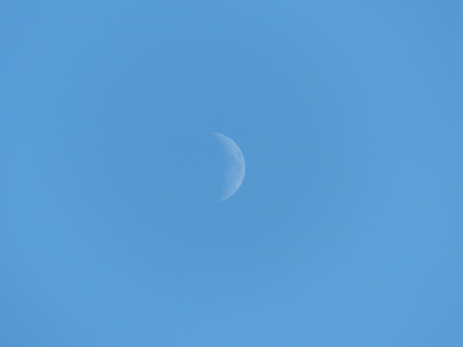 moon, sky, blue, sickle, crescent, increasingly, nature, space