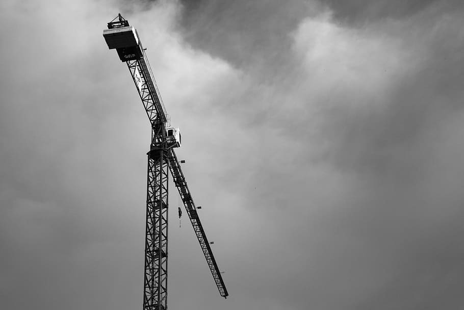 rule of thirds photography of crane, construction, crane - construction machinery, HD wallpaper