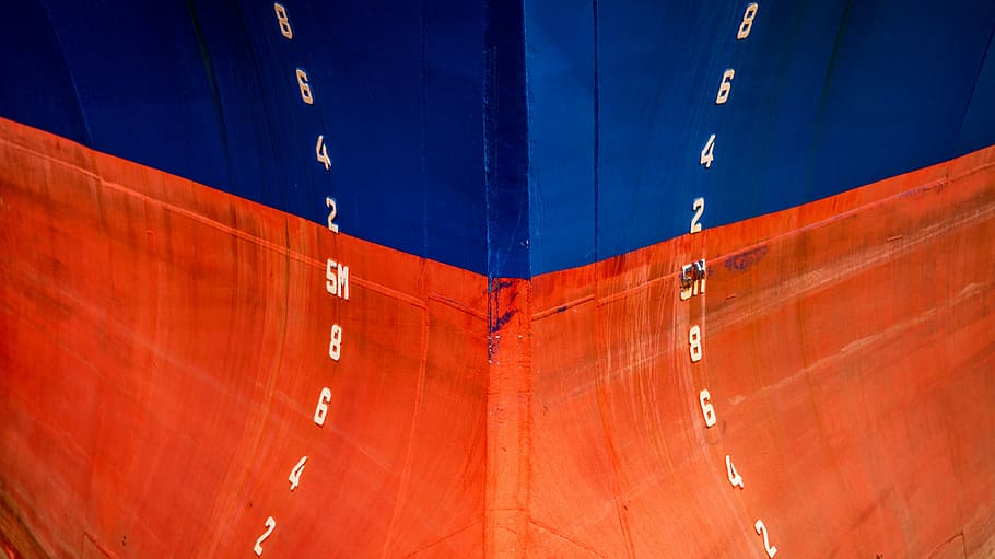blue and orange ship base, boat, kotter, boating, vessel, boats HD wallpaper