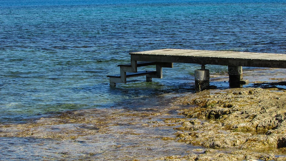 deck, beach, sea, shore, water, nature, beauty in nature, tranquility HD wallpaper
