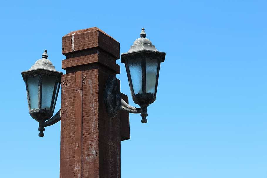 Lighting, Banister, sky, banister here, clear sky, blue, outdoors HD wallpaper
