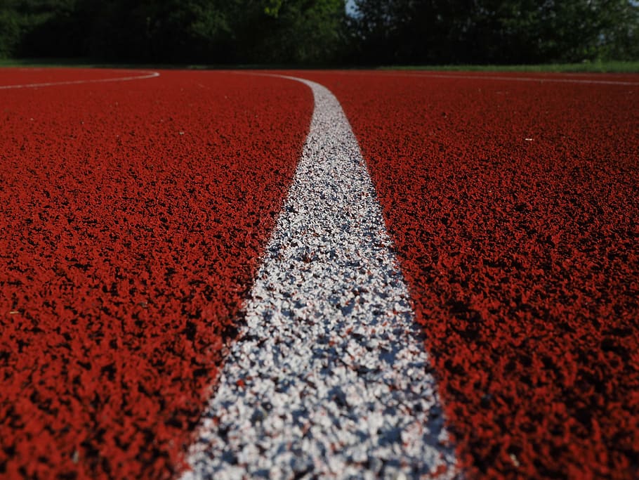 photo of brown and white road, line, mark, stripes, tartan track HD wallpaper