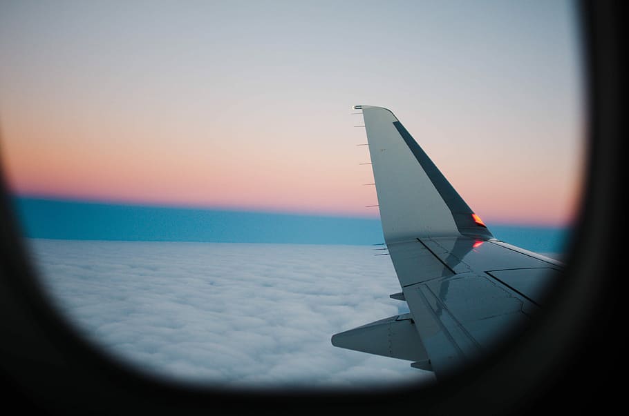 HD wallpaper: white airplane wing above white clouds, white airplane ...