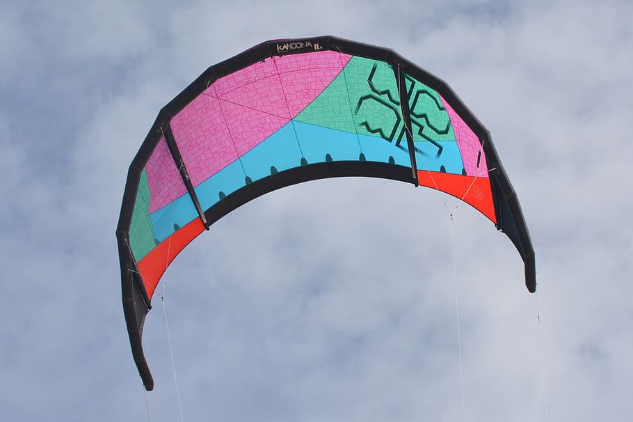 kite, air, clouds, wind kite, sky, flag, cloud - sky, nature HD wallpaper