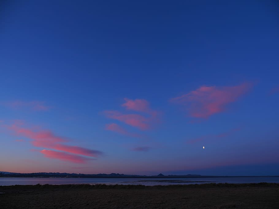 blue cloud, sunset, sky, nature, dawn, waters, sunrise, sea HD wallpaper