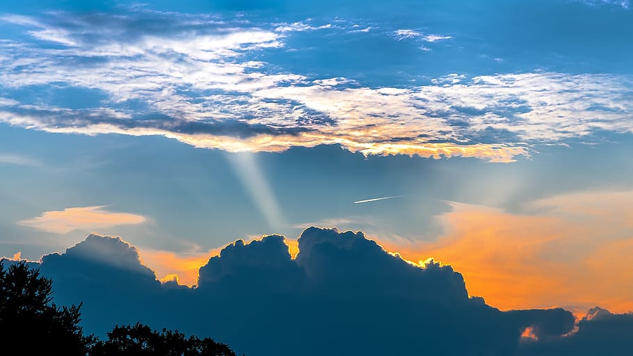 sunset, sky, clouds, evening, dusk, atmosphere, abendstimmung HD wallpaper