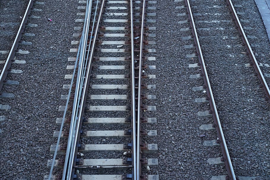 railway tracks, changing lanes, parting ways, transport, iron, HD wallpaper