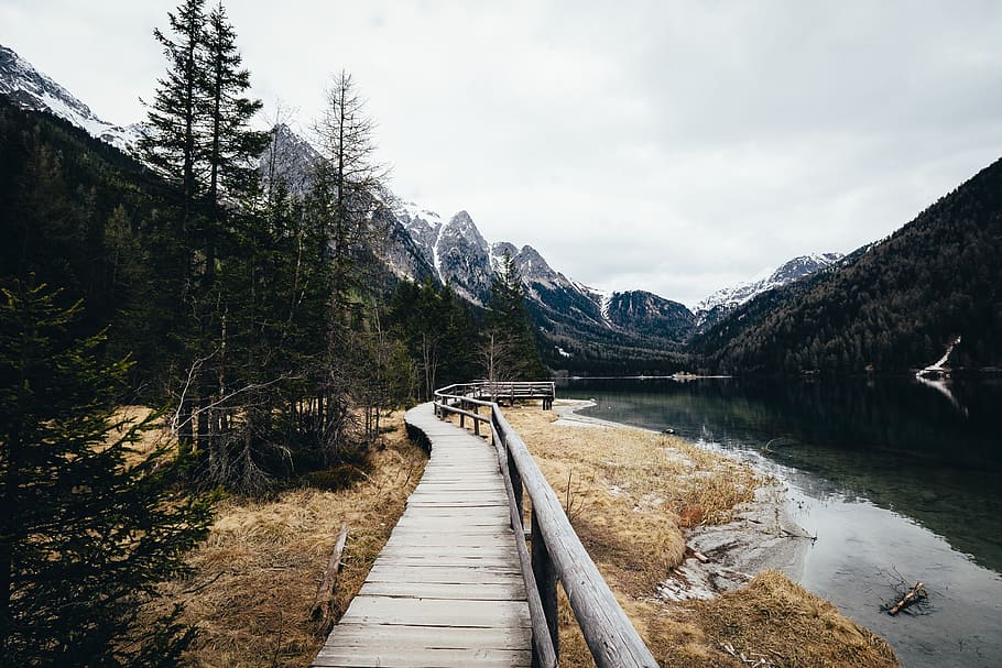 nature, mountains, landscape, clouds, snow, sky, path, travel HD wallpaper