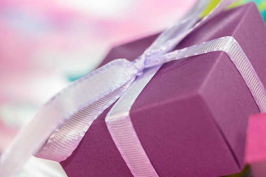 purple gift box, made, package, loop, packet loop, christmas HD wallpaper