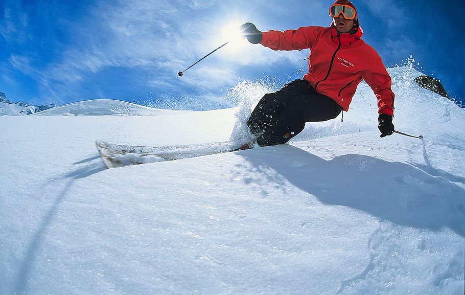 snow, winter, cold, skier, sport, adventure, ski resort, alpine HD wallpaper