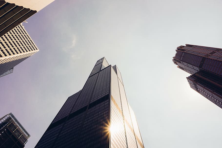 worms eye view of city building, architecture, infrastructure HD wallpaper