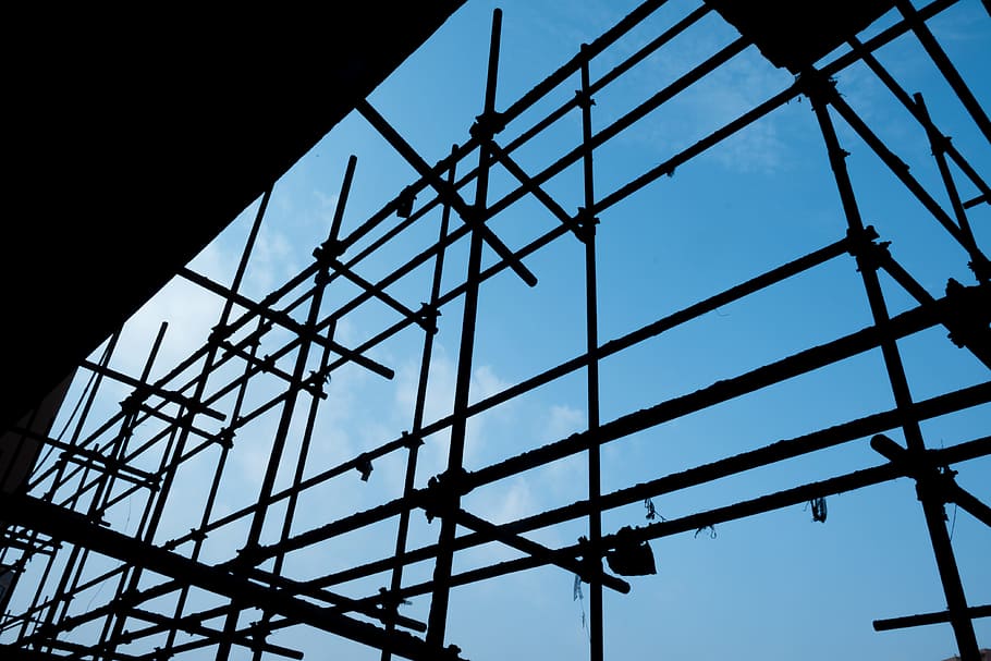 Building, Simple, Construction Site, construction Frame, blue HD wallpaper