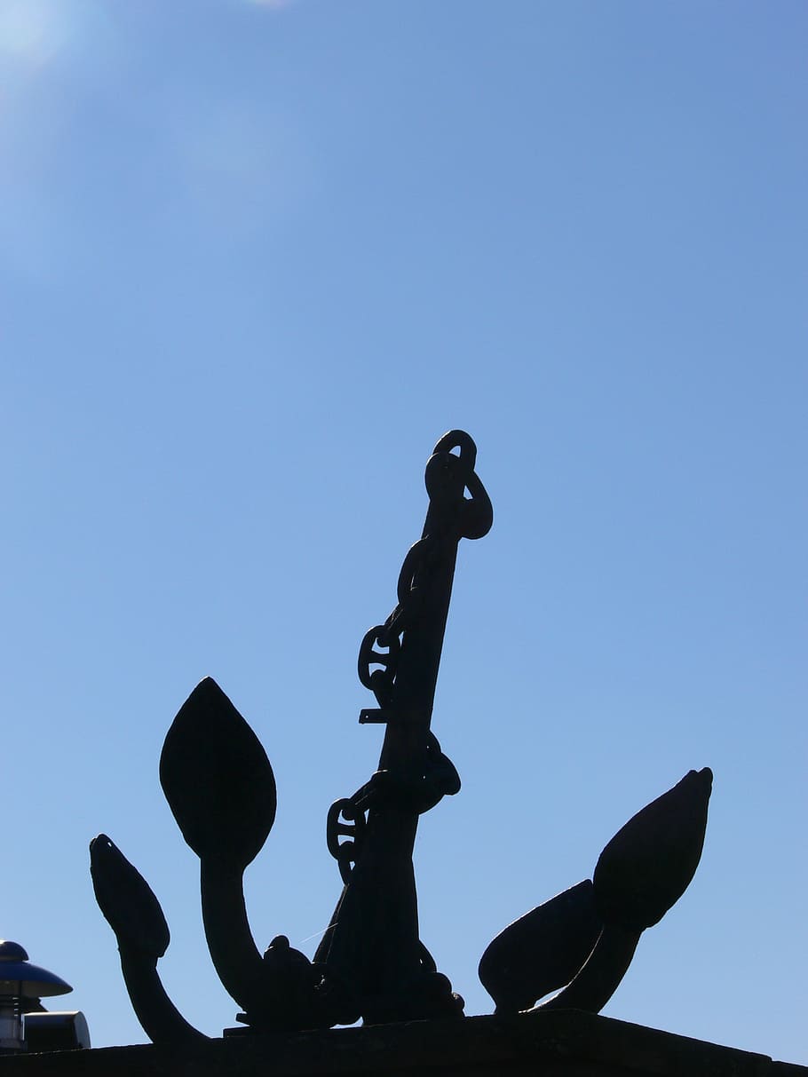 anchor, blue, sea, sky, clear sky, nature, no people, low angle view HD wallpaper