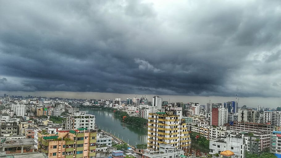 cloud, sky, city, rain, architecture, building exterior, built structure HD wallpaper