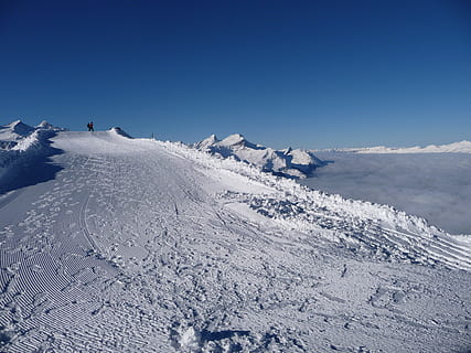 snow, hiking, winter, wintry, mountain, nature, blue, european Alps HD wallpaper