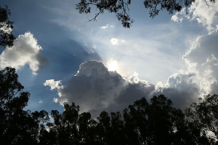 sun, clouds, sky, sky clouds, blue, summer, weather, sunlight HD wallpaper