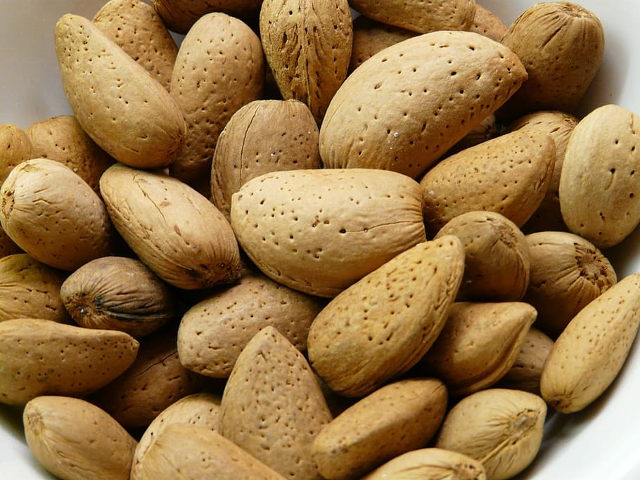 Almonds, Nuts, Shell, Food, Bowl, almond bowl, food and drink HD wallpaper
