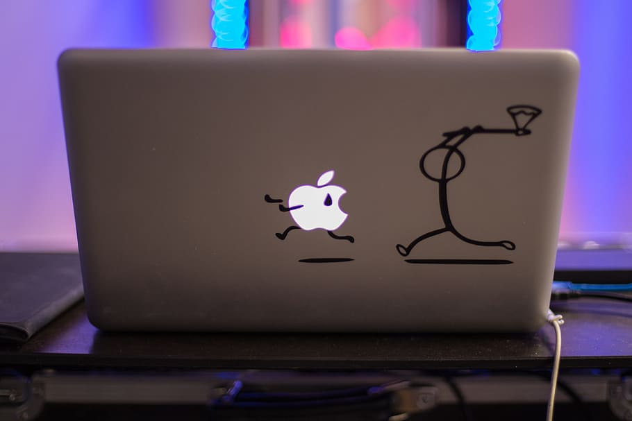 MacBook White with Apple logo illustration, computer, laptop HD wallpaper