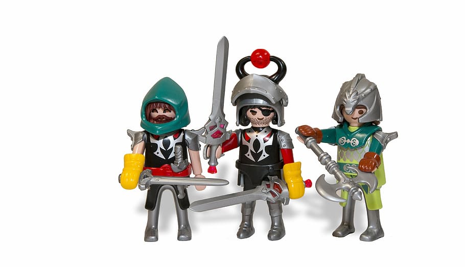 dragon slayers, toys, knight, miniature, warriors, white background, HD wallpaper