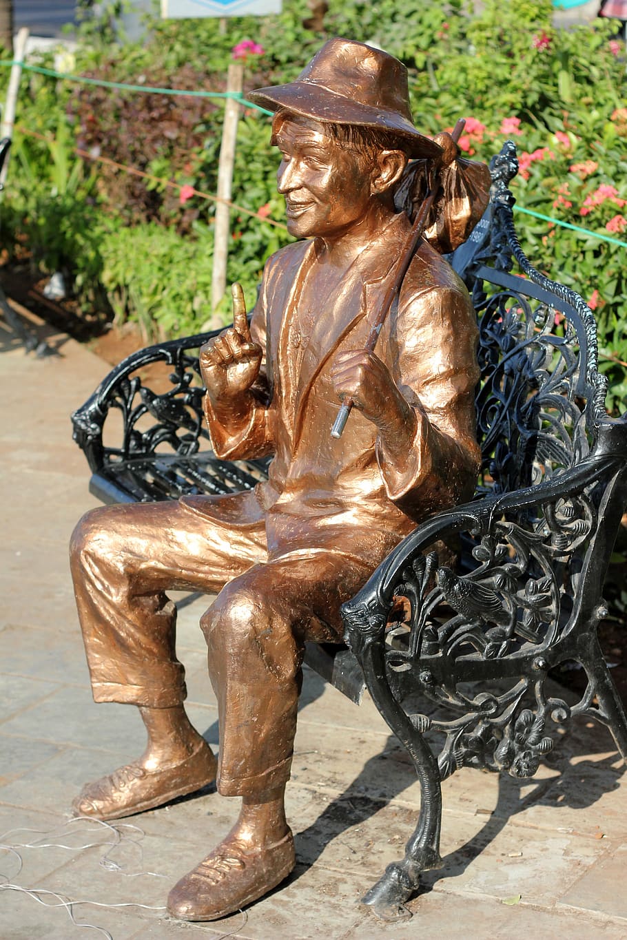 bollywood, raj kapoor, statue, bronze, day, representation