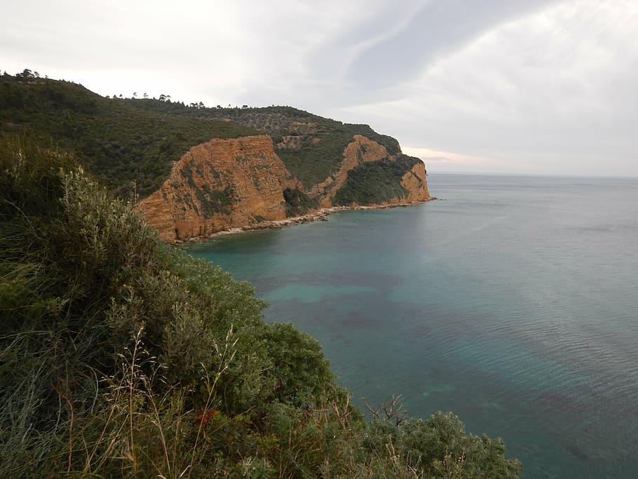 virgin, beach, pelion, aegean, sea, greece, cliff, coastline HD wallpaper