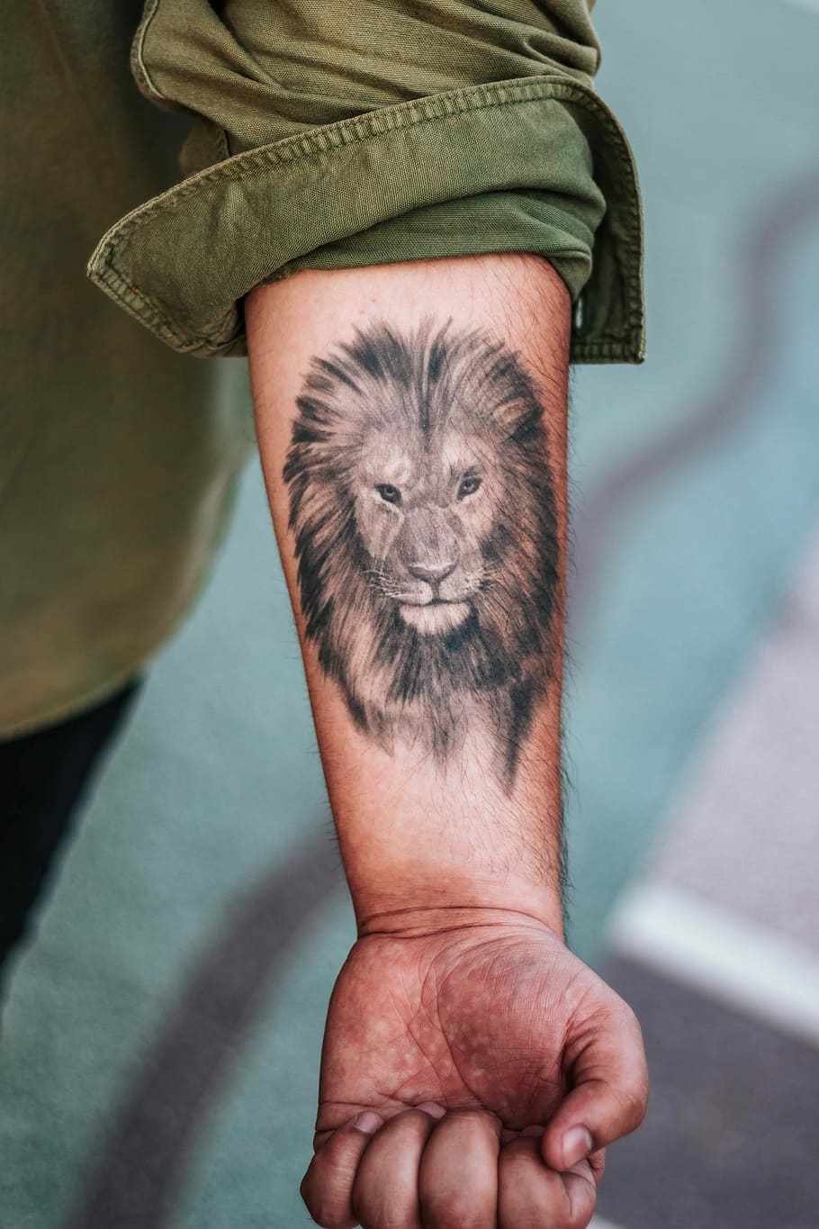 HD wallpaper: shallow focus photography of lion forearm tattoo, man with lion  arm tattoo | Wallpaper Flare