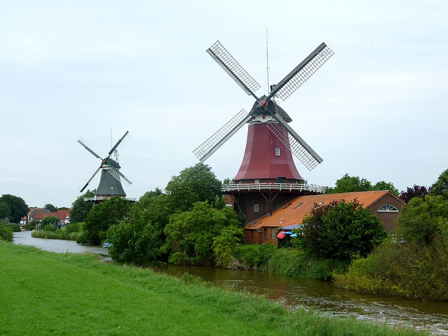 windmills, friesland, vacations, landscape, mood, renewable energy, HD wallpaper