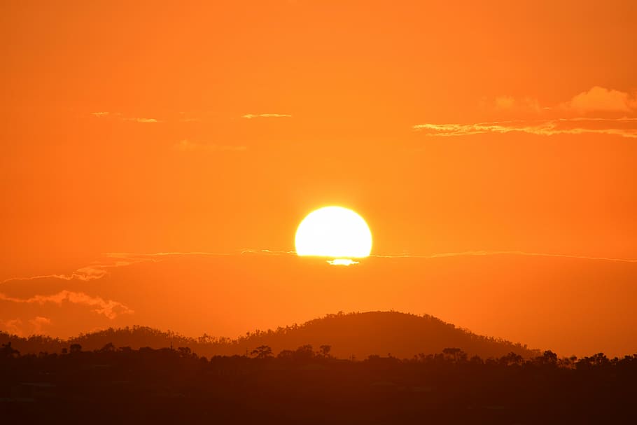 sun, sunset, nature, summer, sunlight, landscape, sunny, orange HD wallpaper