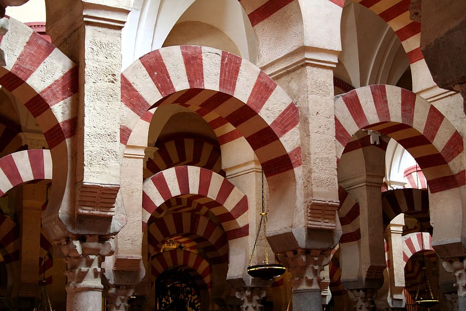 white and red concrete arch, morocco, building, temple, architecture HD wallpaper