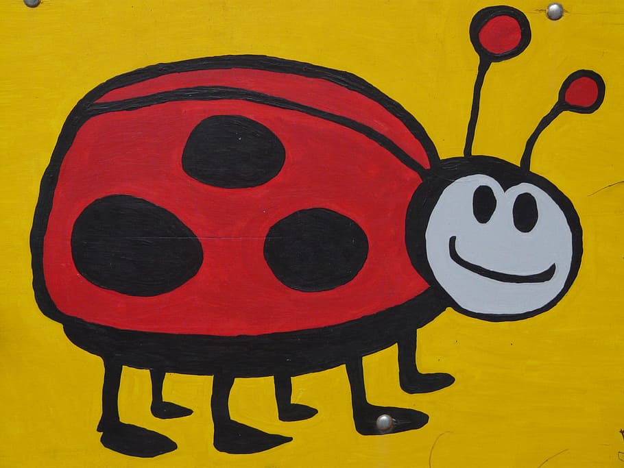ladybug illustration, beetle, insect, comic, figure, image HD wallpaper