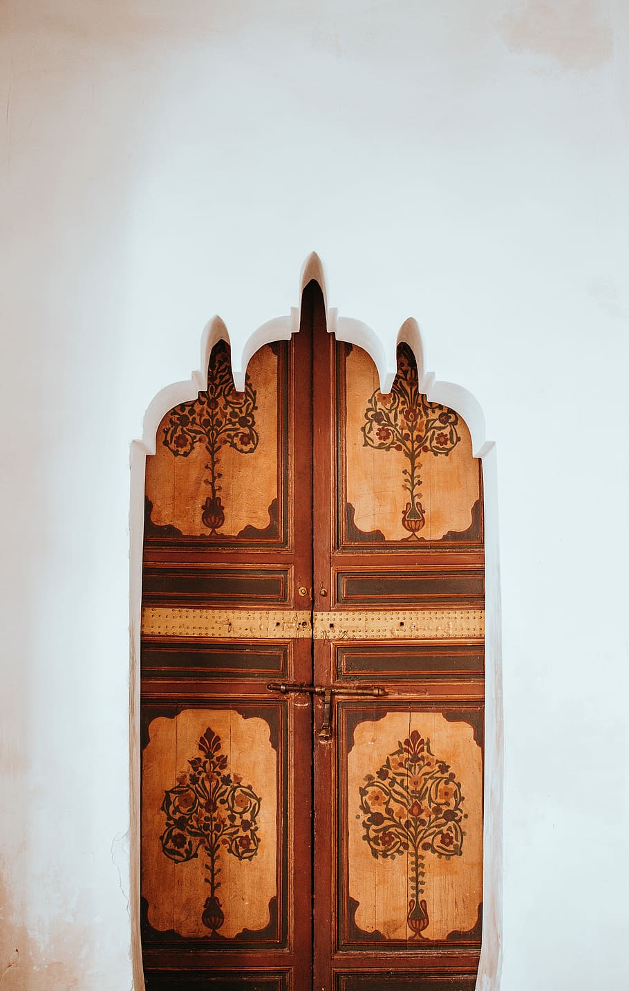 brown and beige wooden floral doors, brown wooden door, wood - material HD wallpaper