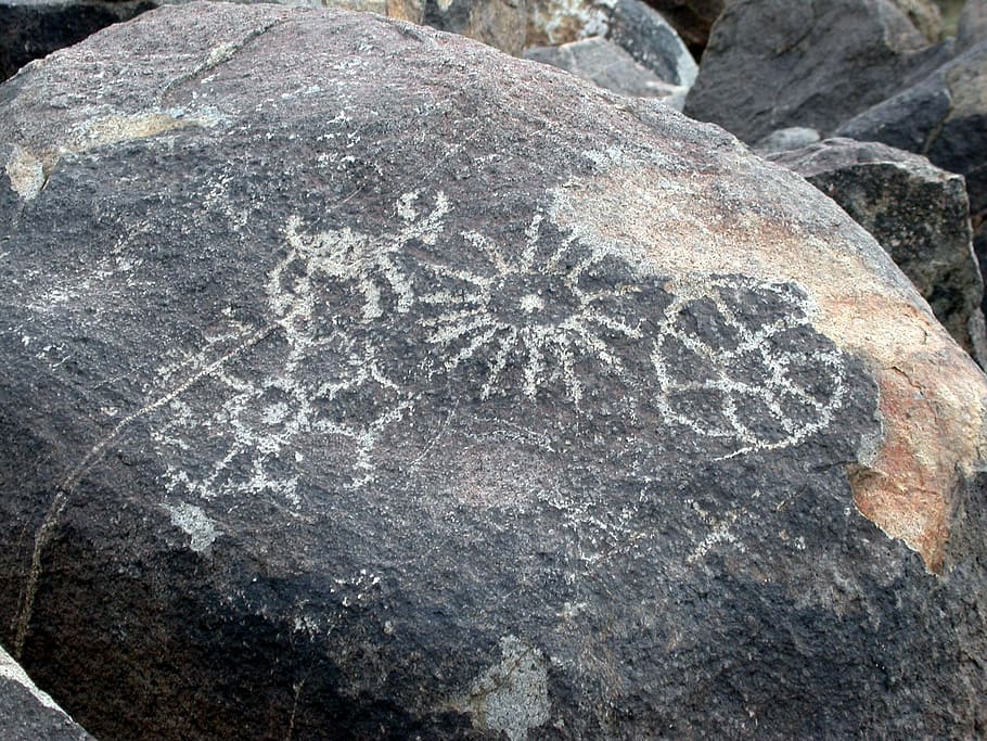 Petroglyph a Saguaro National Park, Arizona, drawing, photos