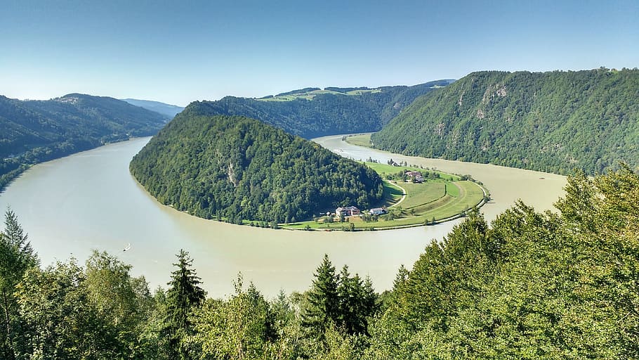 danube, schlögen, danube loop, upper austria, view, granite HD wallpaper