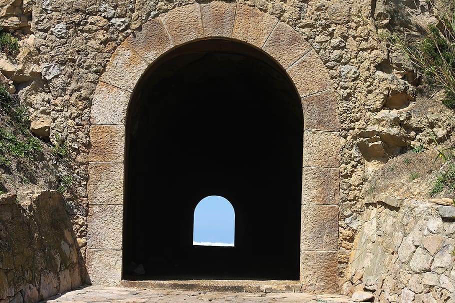 Tunnel, Stone, Sky, arch, architecture, stone material, hole HD wallpaper