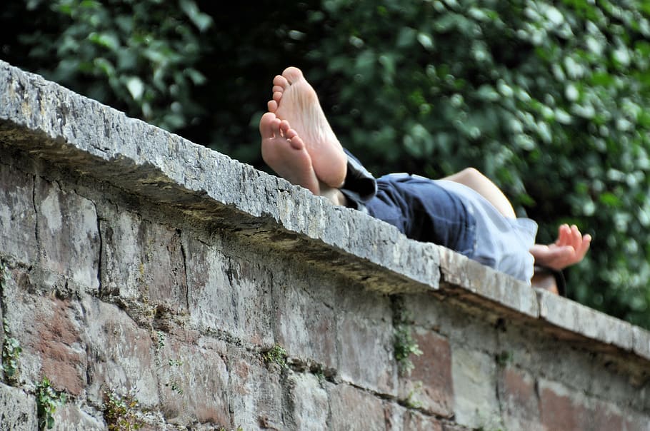 relax, wall, rest, stone, nature, summer, green, stone wall HD wallpaper