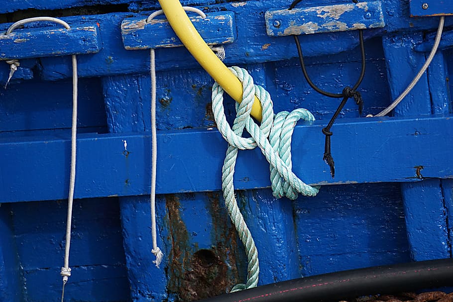 Strings, Ropes, Sea, Sailboat, fishing, blue, colors, trawler HD wallpaper