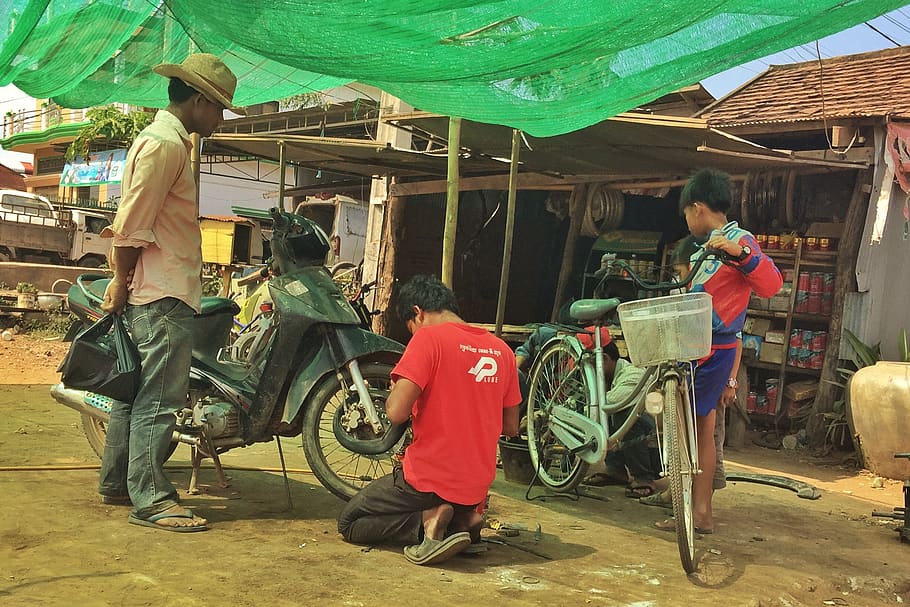 bicycle, repairs, kratie, cambodia, maintenance, service, mechanic