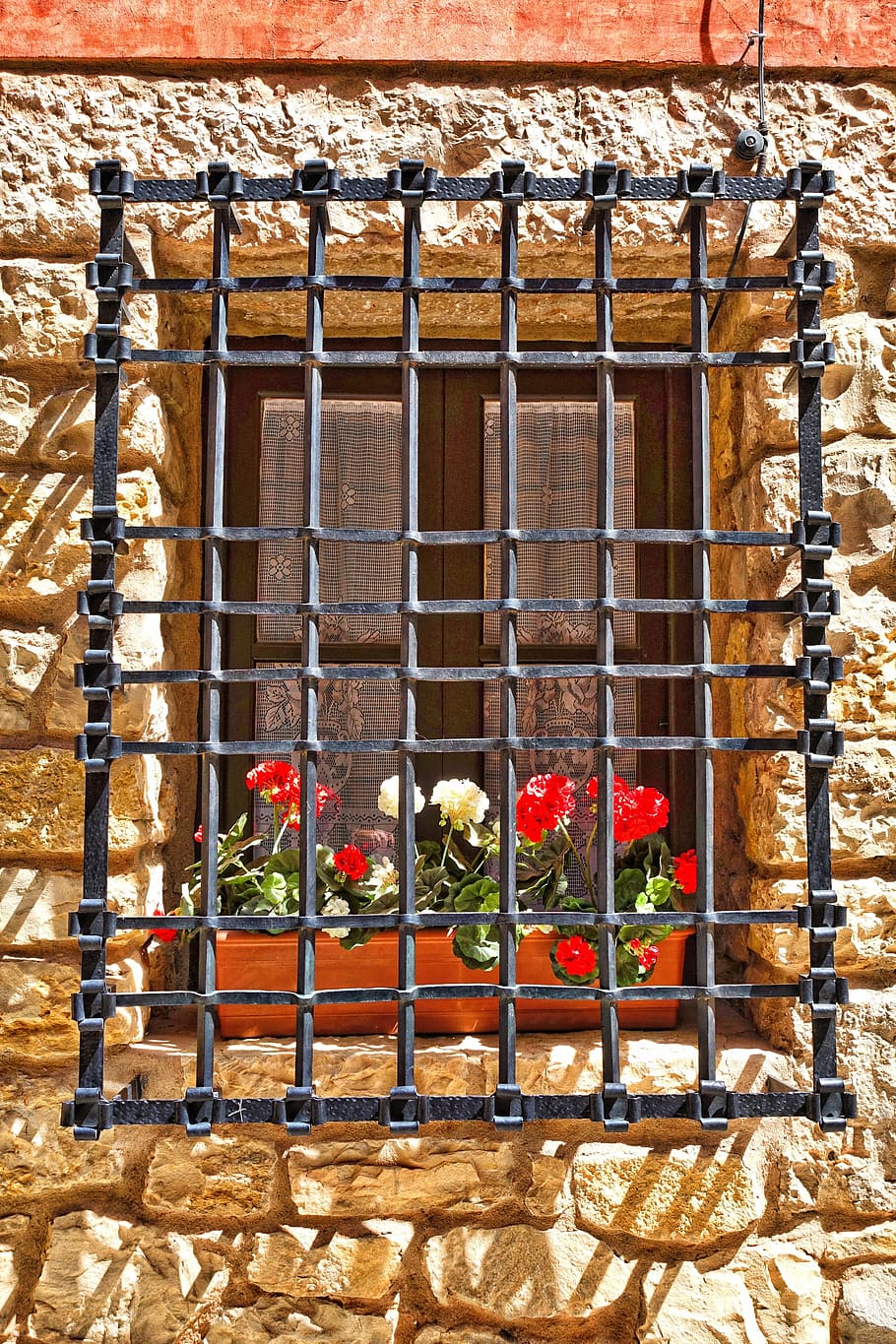 window, flowers, protection, decor, front, decoration, architecture HD wallpaper