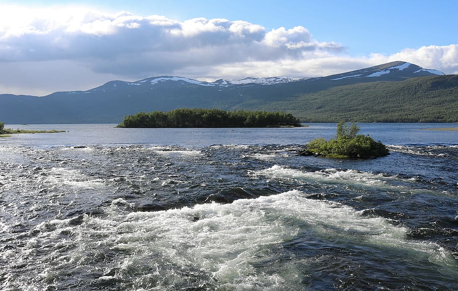 River, Landscape, Water, landscape water, clouds, mountains HD wallpaper