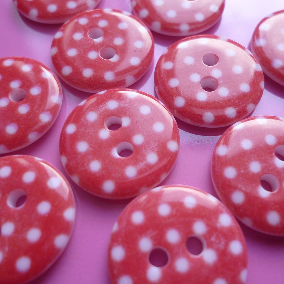 buttons, craft, handmade, hobby, red, group of objects, indoors HD wallpaper