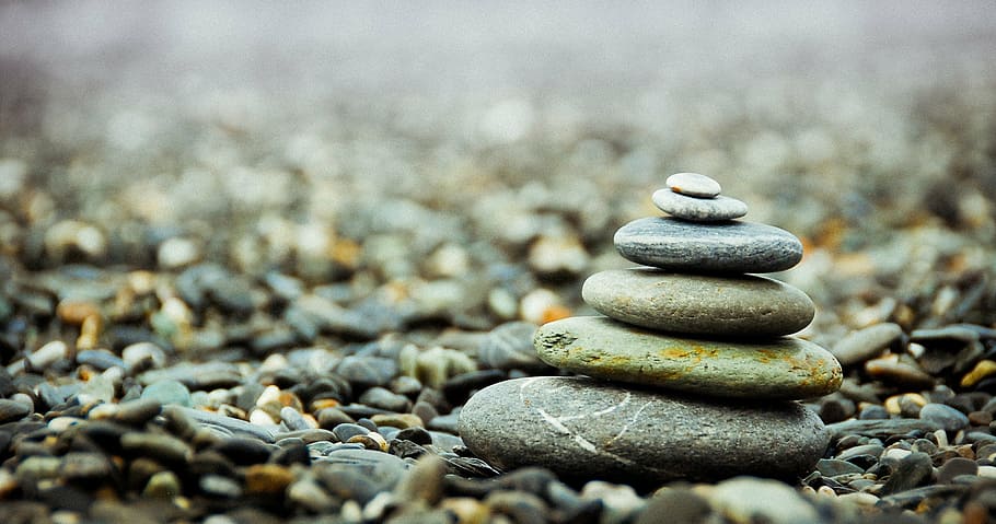 shallow photography of stone stacking, stones, pebbles, pile HD wallpaper