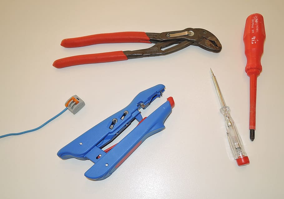 Tool, Pliers, Screwdriver, voltage tester, wire stripper, pipe wrench HD wallpaper