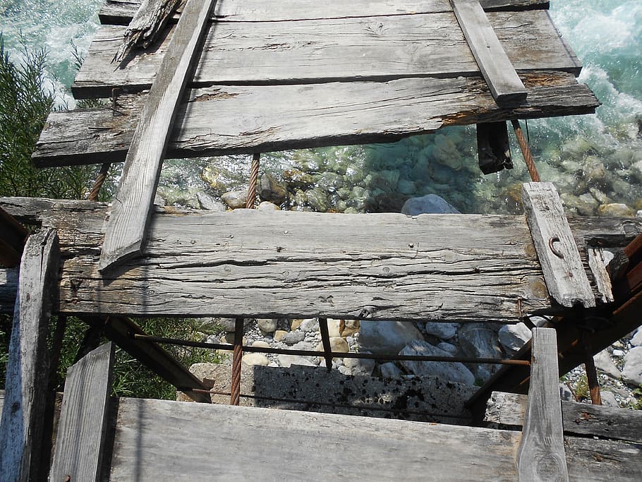 broken bridge, adventure, danger, wood - material, day, nature HD wallpaper
